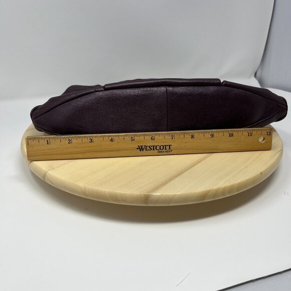 Laundry By Shelli Segal Bag SOFT Lambskin Leather Hobo Color Eggplant - Picture 12 of 15